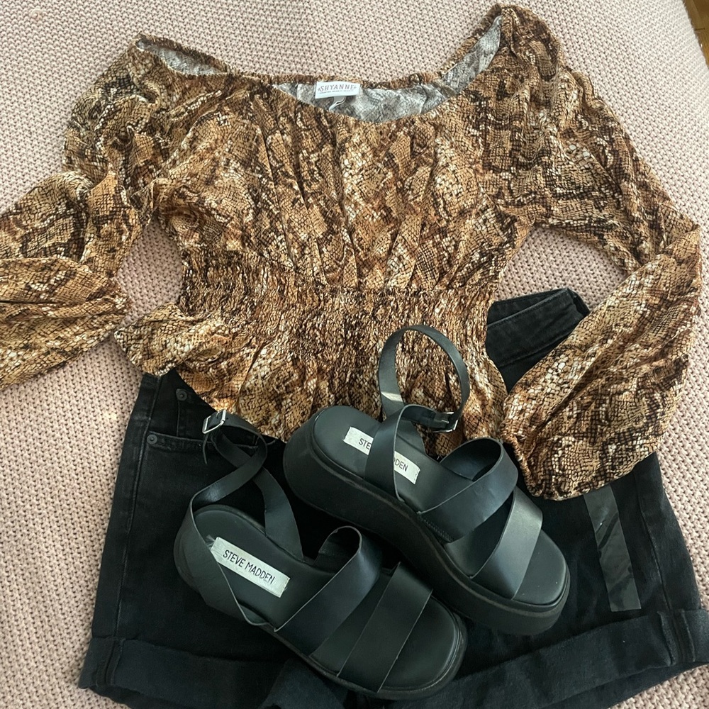 Shyanne Tan Snake Print Blouse